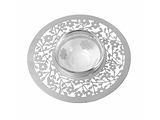 Plato de miel en vidrio y adornos en metal plateado