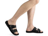 Sandalia de cuero con doble hebilla confeccionadas a mano Adar para hombre - Compraenisrael