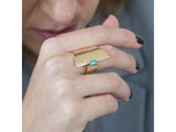Anillo de Cabalá con piedra Turquesa y el nombre de Dios ALD