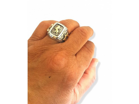 Anillo de Plata y Oro con León de Juda y Estrella de David para Hombre