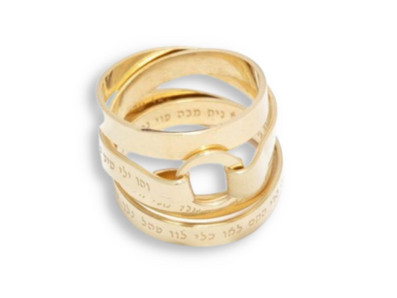 Gold-plated Loop Ring with the 72 names of God