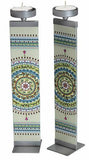Candelabros de metal y vidrio templado con diseño de mandalas multicolores - Compraenisrael