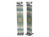 Candelabros de metal y vidrio templado con diseño de mandalas multicolores - Compraenisrael