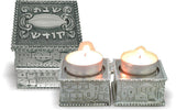 Candelabros niquelados para viajes grabados con "Shabat Kodesh" - Compraenisrael