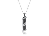 Collar de Mezuzah en plata con baño de circonita negra - Compraenisrael