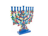 Menorah de Janucá con decorado de Granadas y Pájaros - Compraenisrael