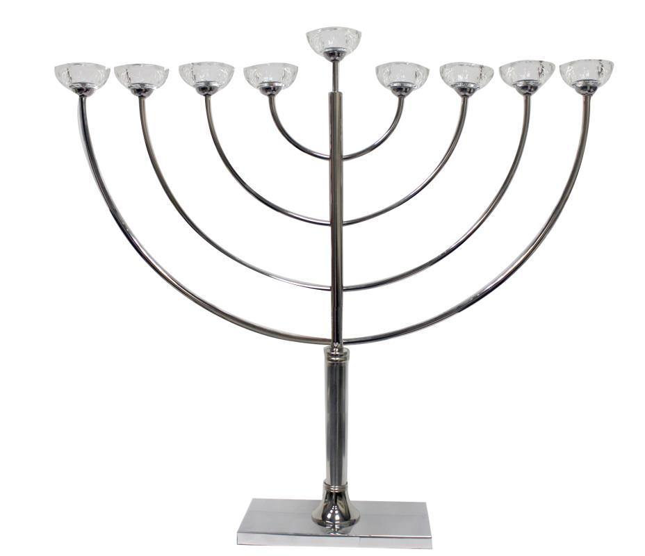 Menorah de Janucá niquelada con candelabros de cristal - Compraenisrael