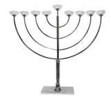Menorah de Janucá niquelada con candelabros de cristal - Compraenisrael