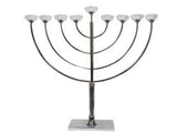 Menorah de Janucá niquelada con candelabros de cristal - Compraenisrael