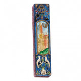 Mezuzá de madera diseño Torre de David pintado a mano tamaño mediano