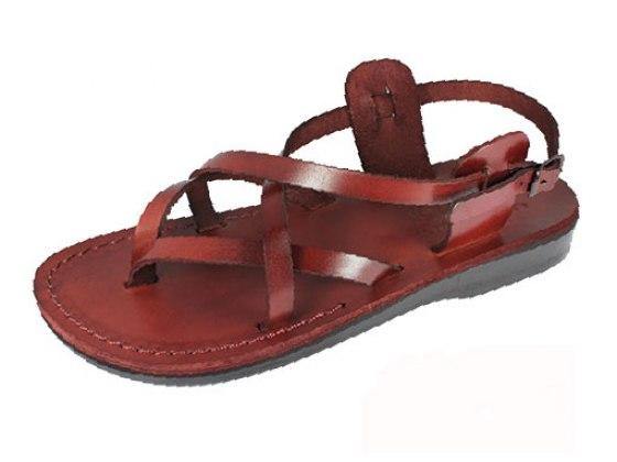 Sandalia de cuero con cintas cruzadas y tobillera con hebilla confeccionadas a mano Adva para hombre - Compraenisrael