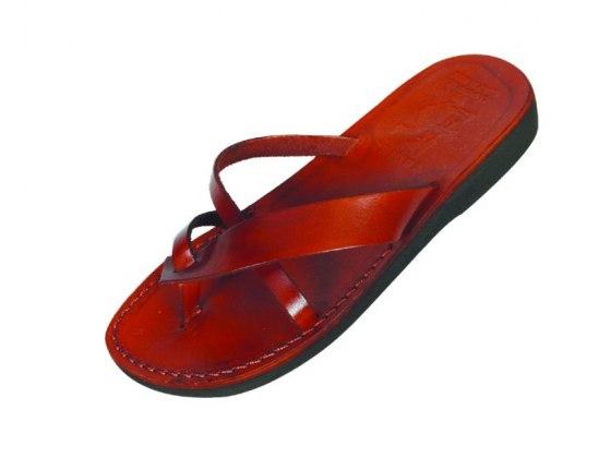 Sandalia de cuero con dedo pulgar y tira ancha y fina cruzada confeccionada a mano Efrat - Compraenisrael