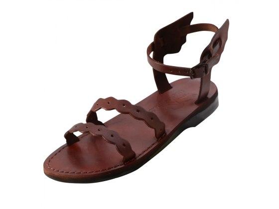 Two-strap leather sandal with winged anklets made by hand Hermes