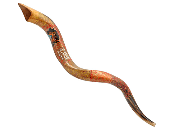 Shofar Tipo Yemenita pintado a mano por Sarit Romano XL - Sansón matando al León - Compraenisrael