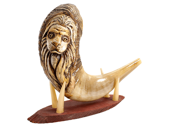 Shofar corto con el León de Judá grabado - Compraenisrael