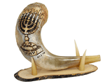 Shofar corto con la Menorah de 7 Brazos grabada - Compraenisrael