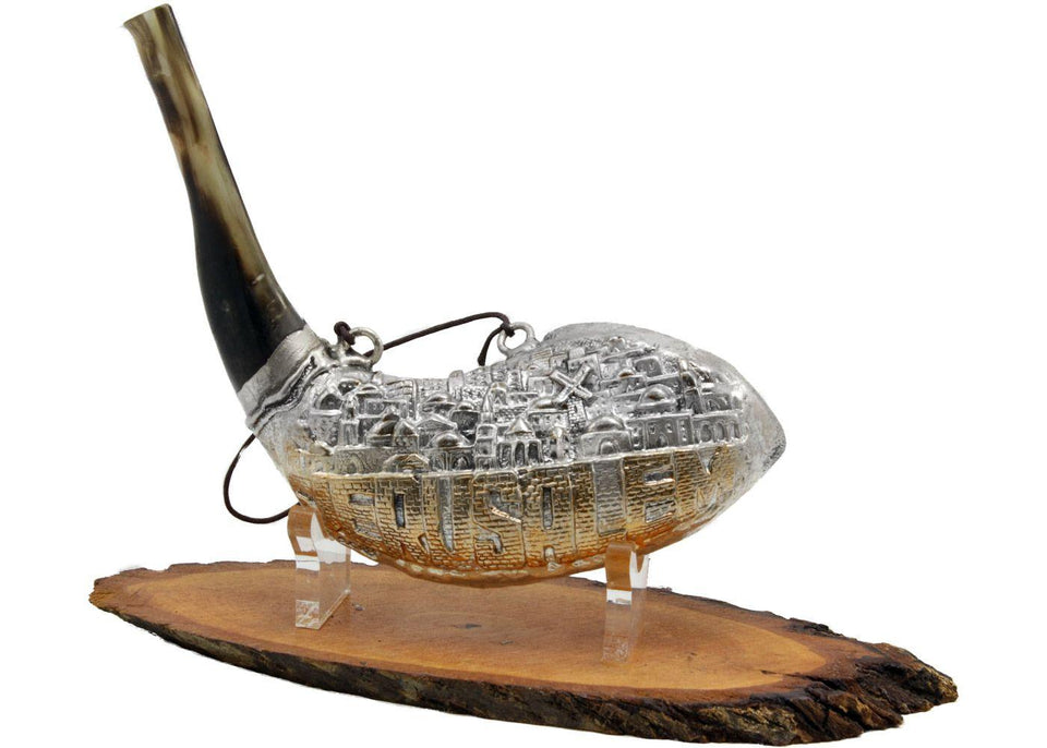 Shofar corto para Aceite de Unción en Plata - Jerusalem - Compraenisrael