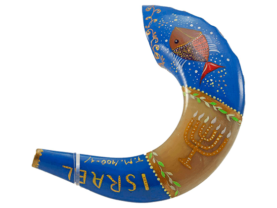 Shofar corto pintado a mano por Sarit Romano L - Estrella de David - Compraenisrael