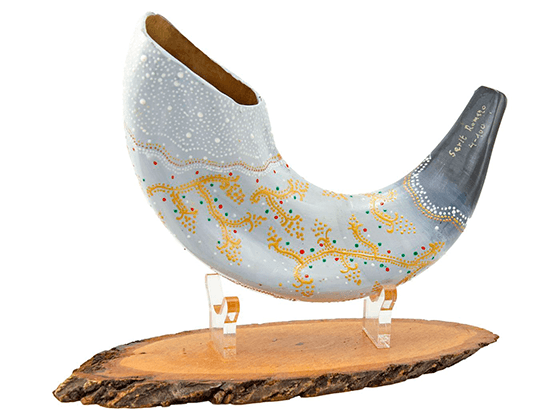 Shofar corto pintado a mano por Sarit Romano L - Lira del Rey David - Compraenisrael
