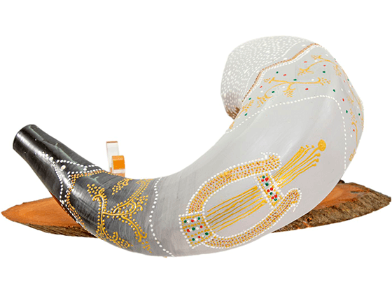 Shofar corto pintado a mano por Sarit Romano L - Lira del Rey David - Compraenisrael