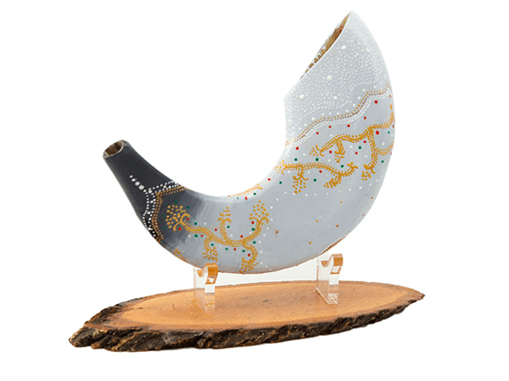 Shofar corto pintado a mano por Sarit Romano L - Lira del Rey David - Compraenisrael