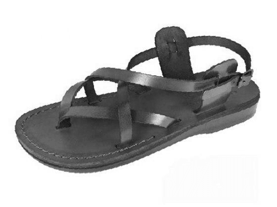 Sandalia de cuero con cintas cruzadas y tobillera con hebilla confeccionadas a mano Adva para hombre - Compraenisrael
