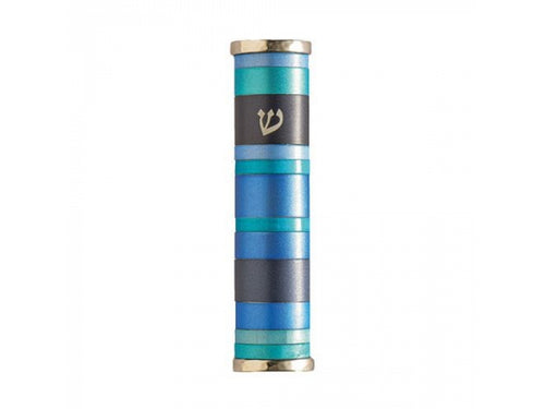 Mezuzah decorated with concentric rings in Garnet color aluminum
