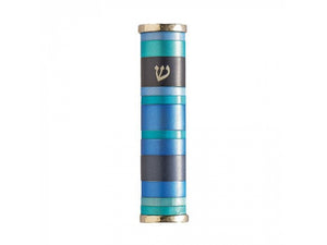 Mezuzah decorated with concentric rings in Garnet color aluminum