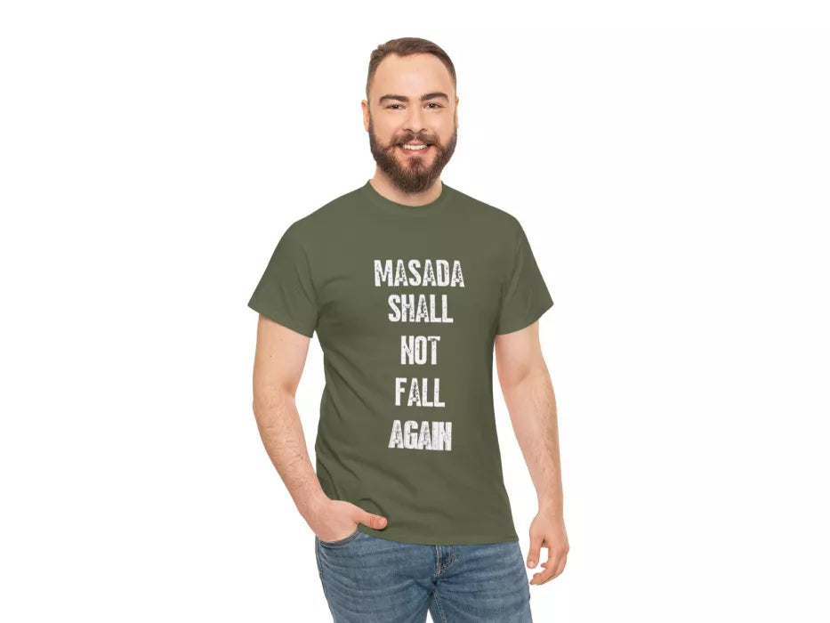 Remera Metzadá no caerá de nuevo en inglés