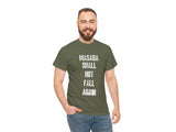 Remera Metzadá no caerá de nuevo en inglés