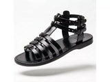 Open front leather sandal with double straps and buckles made by hand Irit