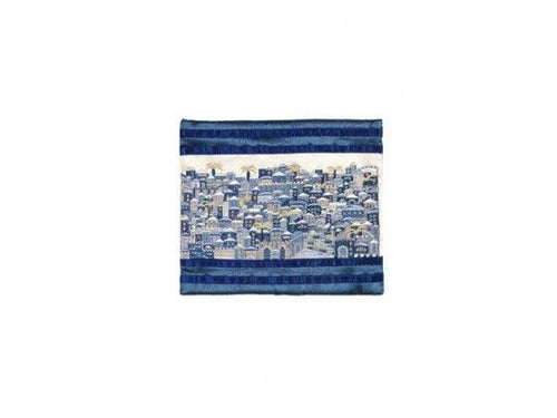 Bolsa de Tefilin bordado con Jerusalem azul - Compraenisrael