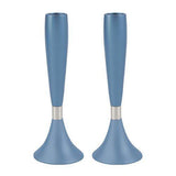 Candelabros de Shabat realizados en aluminio de color azul - Compraenisrael