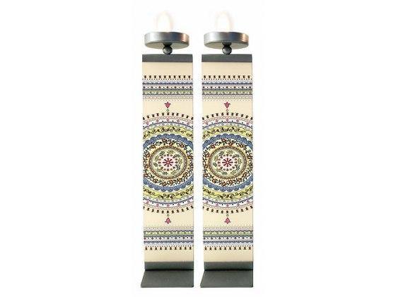 Candelabros de metal y vidrio templado con diseño de mandalas multicolores - Compraenisrael