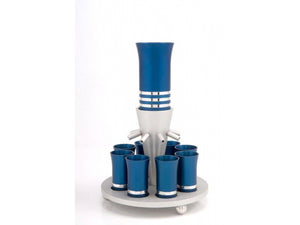 Kiddush fountain in Set of 8 blue aluminum cups with Teflon