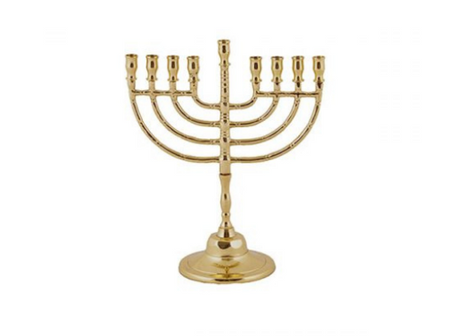 Classic Hanukkah Menorah in Bronze with Circles