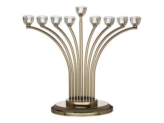 Menorah de Janucá curvada con candelabros de cristal - Compraenisrael