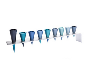 Aluminum Hanukkah Menorah with Blue Cones