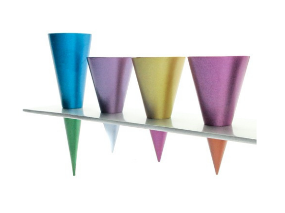 Aluminum Hanukkah Menorah with Multicolor Cones