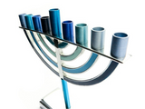 Menorah pequeña de Janucá clásica Azul