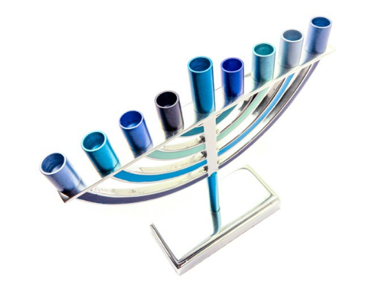 Menorah pequeña de Janucá clásica Azul