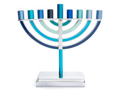 Menorah pequeña de Janucá clásica Azul