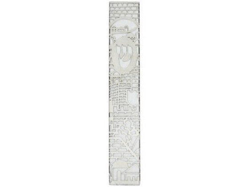 Mezuzá de aluminio con placa en relieve de Jerusalén - Compraenisrael