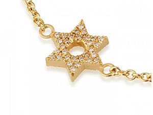 Pulsera con Estrella de David en Oro 18 quilates y Diamantes