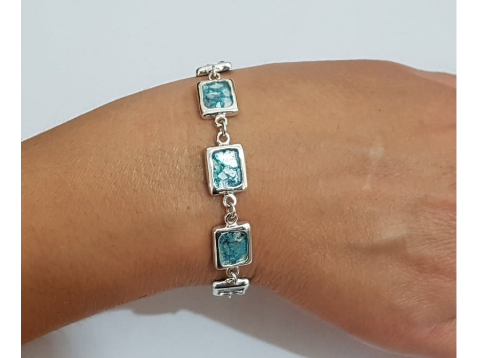 925 Silver Bracelet with Square Roman Crystal