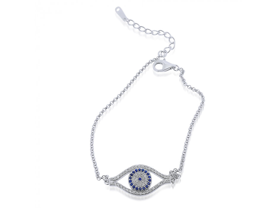 925 Silver Bracelet against the Evil Eye with Zirconia