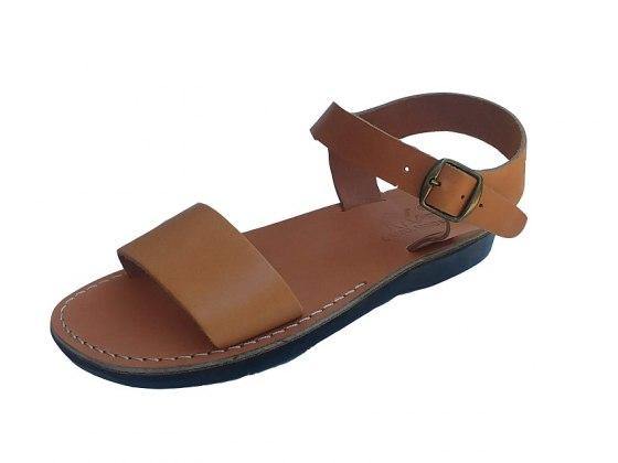 Sandalia de cuero con tira ancha y tobillera confeccionadas a mano Judea - Compraenisrael