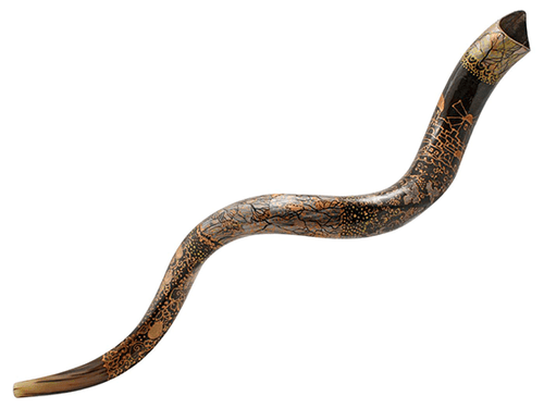 Shofar Tipo Yemenita pintado a mano por Sarit Romano XL - Jerusalem de Oro - Compraenisrael