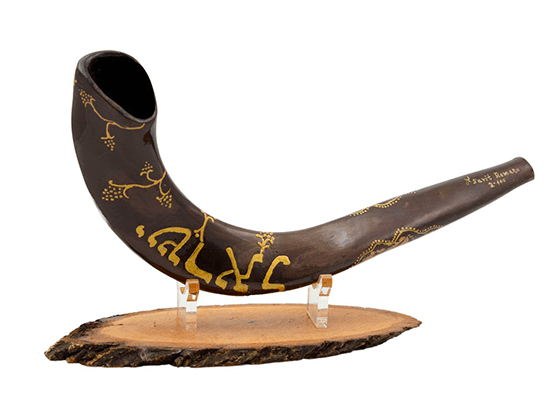 Shofar corto pintado a mano por Sarit Romano L - Bandera de Israel - Compraenisrael